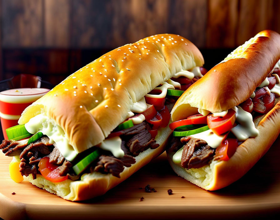 Succulent Philly Cheesesteak Sandwich with Melted Cheese