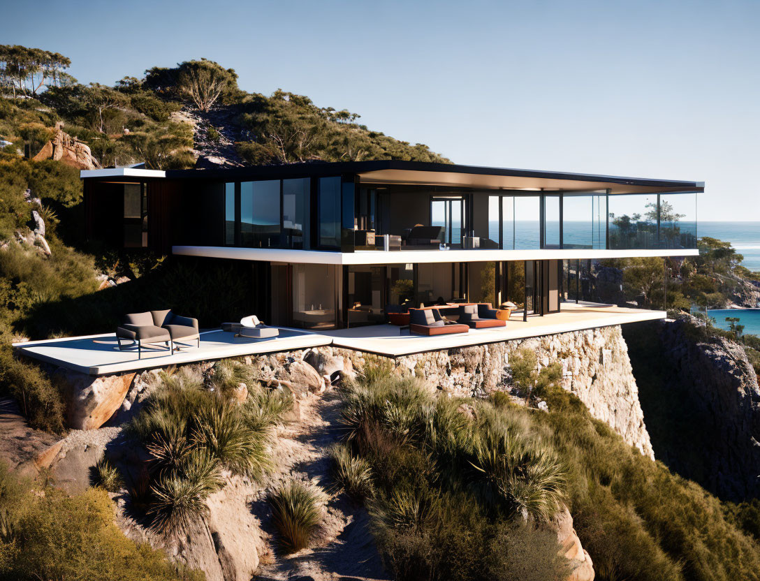 Contemporary Cliffside House with Sea Views & Natural Surroundings