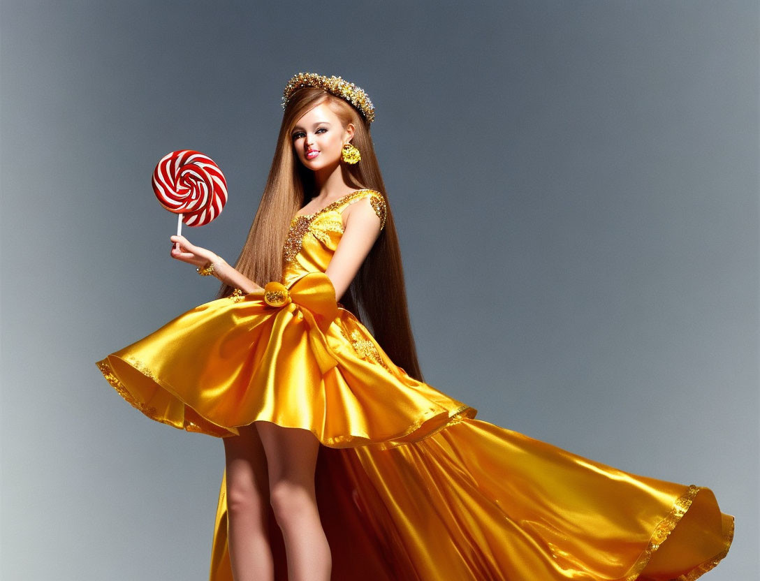 Girl in caramel dress