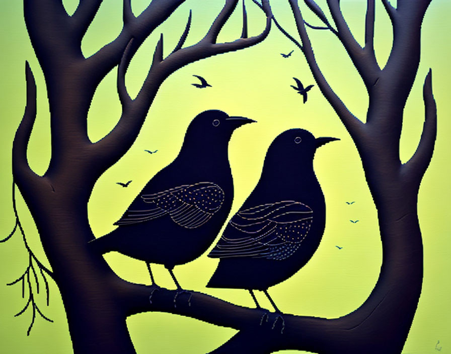 Birds sitting on the branches