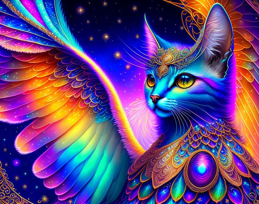 Starry cat with wings