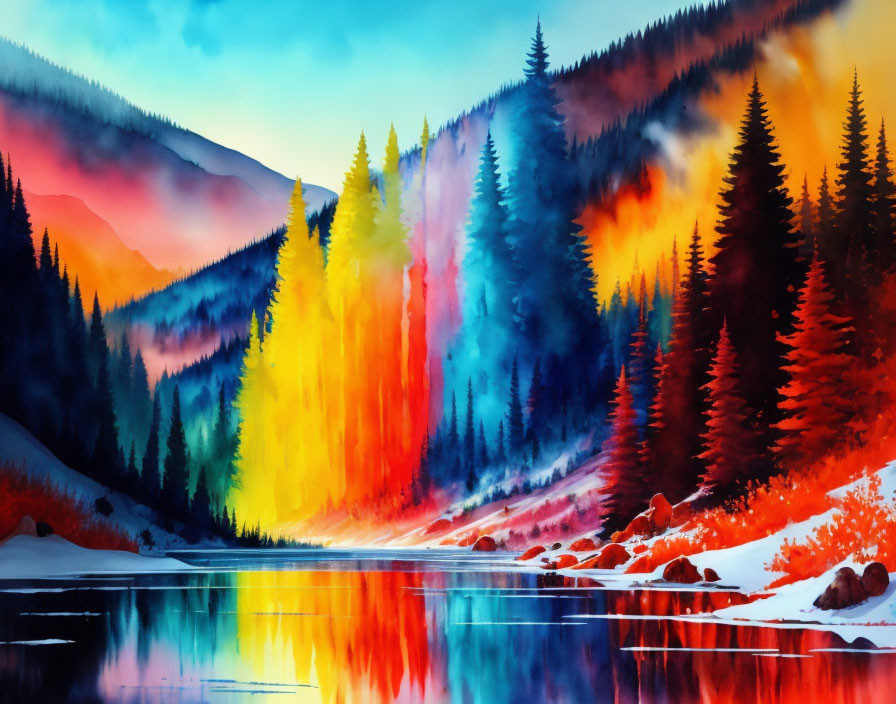Watercolor natural landscape