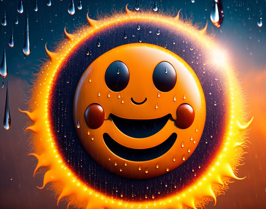 Emoticon: smiling Sun through the rain