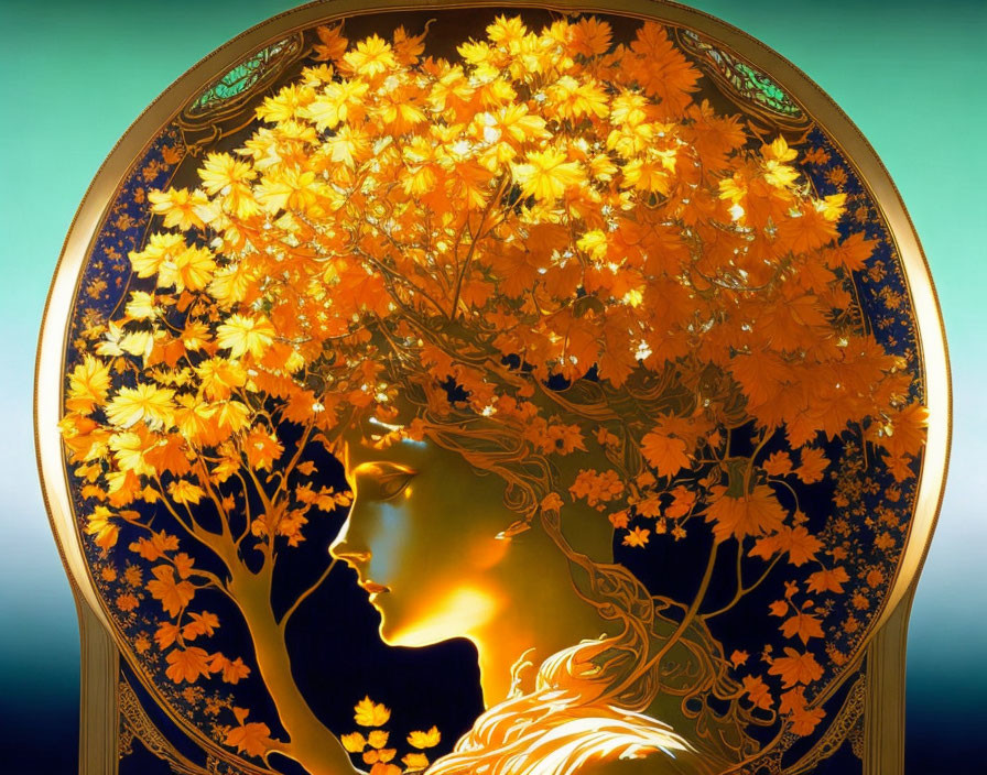 Linden trees in amber waves (Alphonse Mucha)