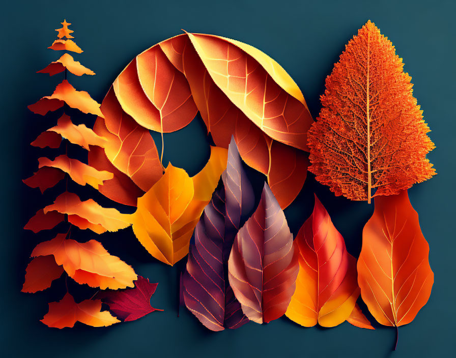 Autumn nature, in the style of cutout contour