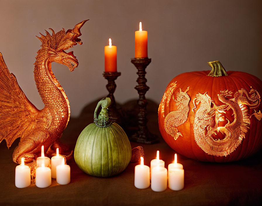 Wooden Dragon and Pumpkin