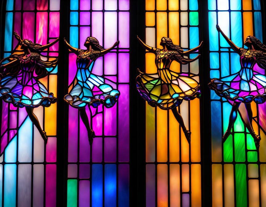 Stained glass. Dancing on glass