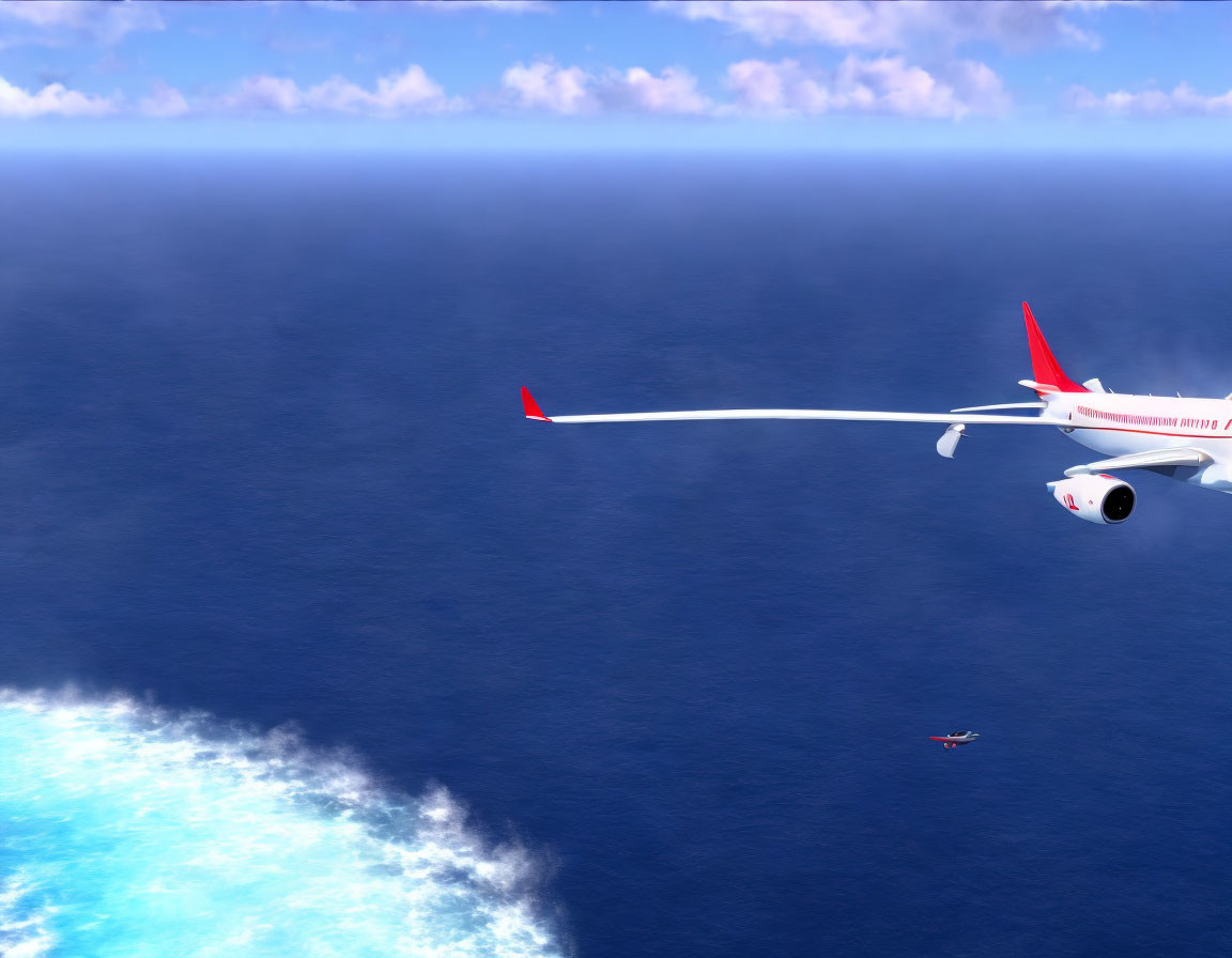 Flight on blue sea