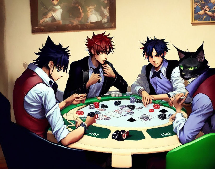 Catboys playing poker