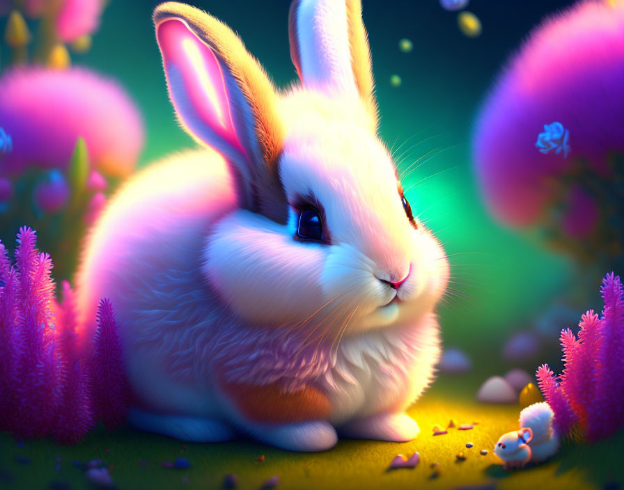 extremely cute fluffy colourful rabbit