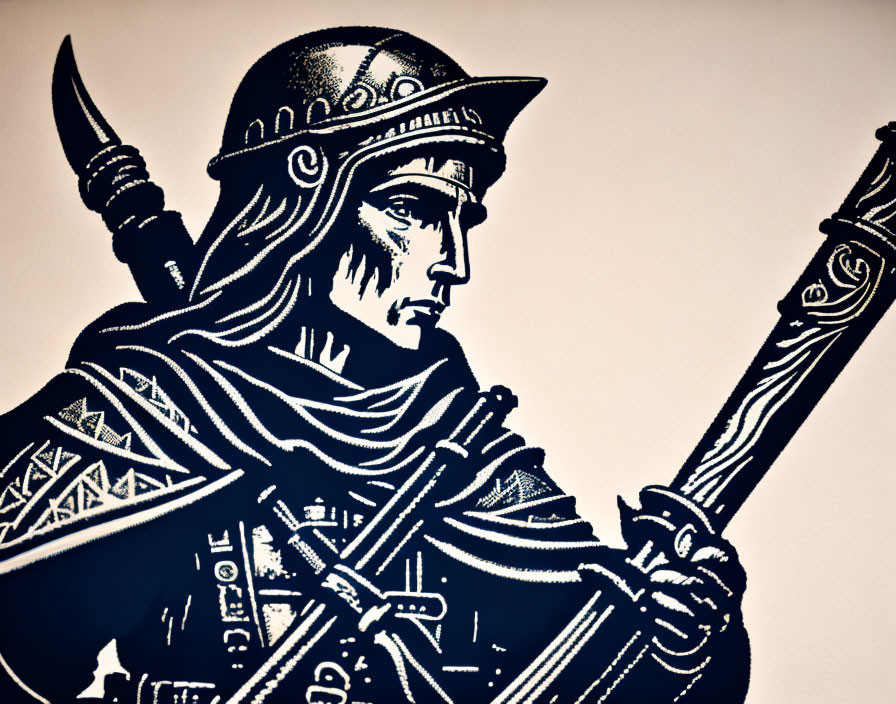 Detailed Stylized Medieval Warrior Illustration