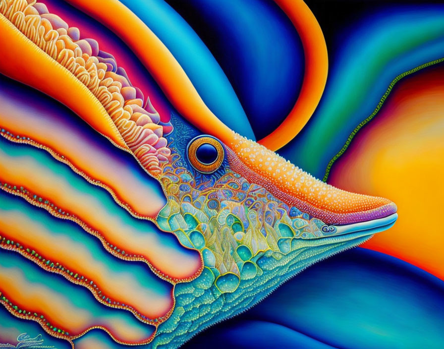 Colorful Psychedelic Octopus Painting with Swirling Patterns