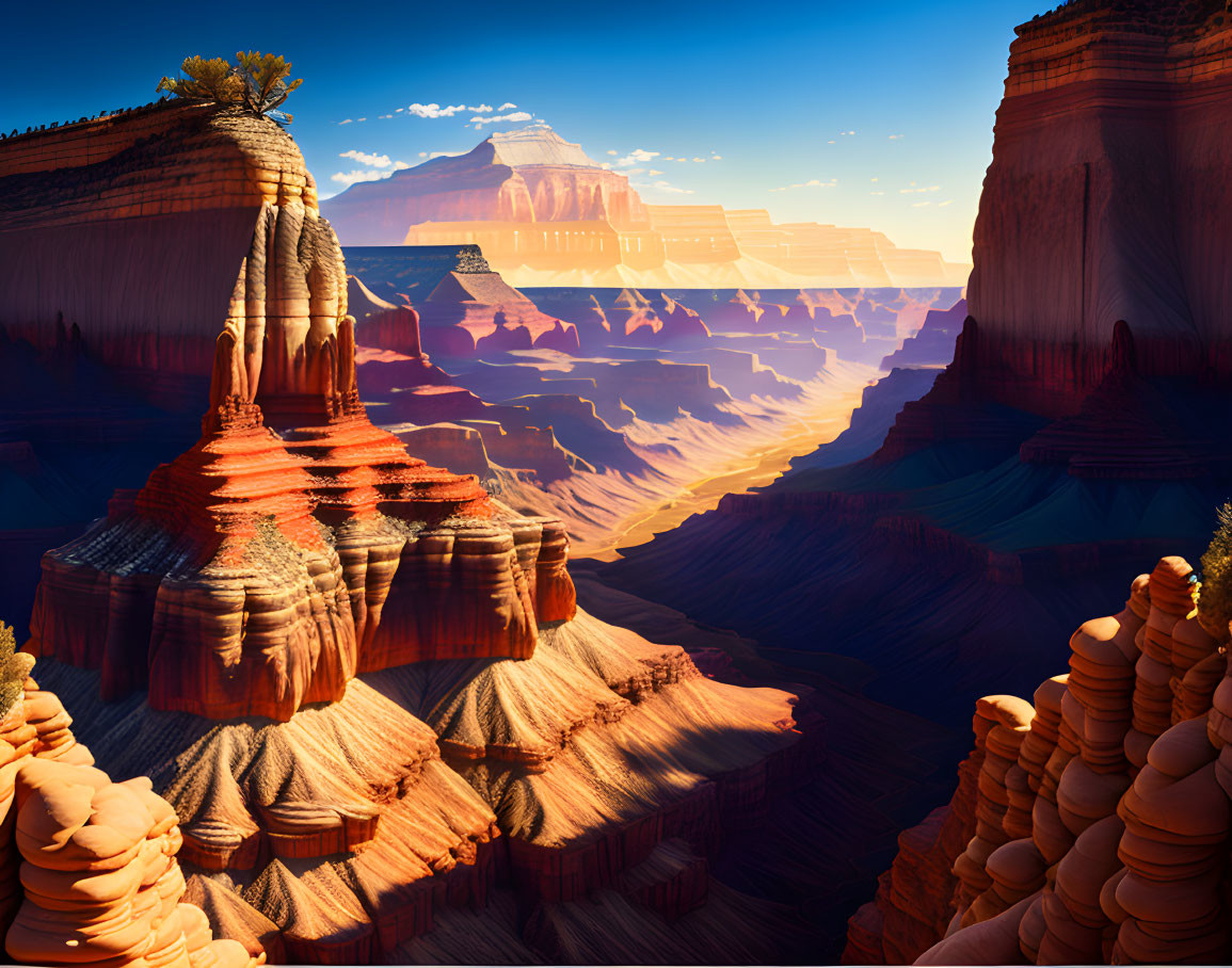 Layered Rock Formations in Vibrant Canyon Landscape