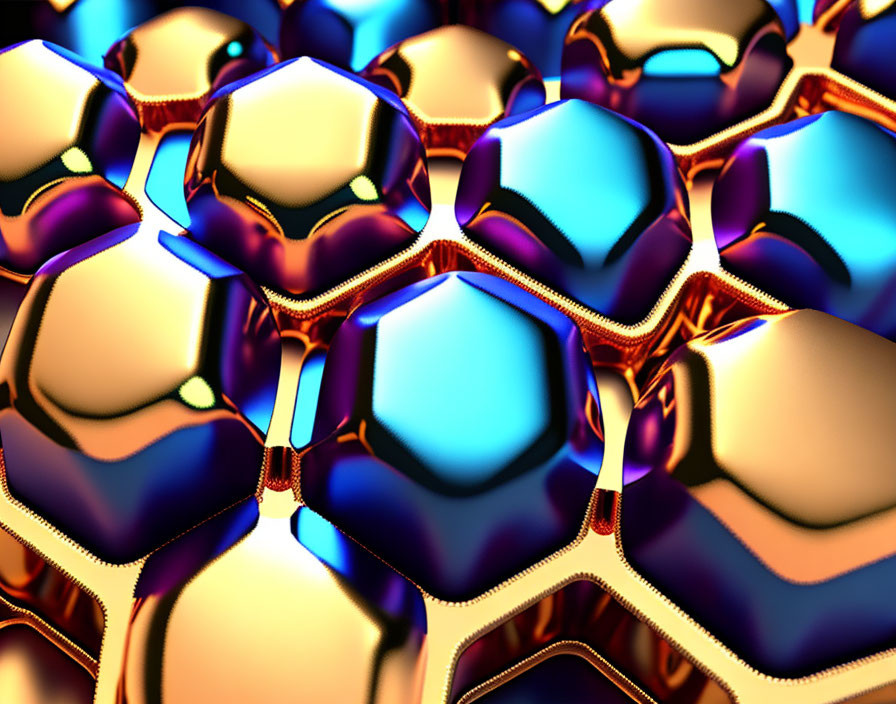 Colorful Metallic Spheres Form Honeycomb Pattern