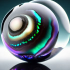 Iridescent Marble with Swirling Colors on Smooth Surface