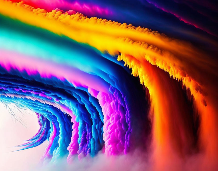 Colorful Abstract Waves: Neon Rainbow Fluid Texture