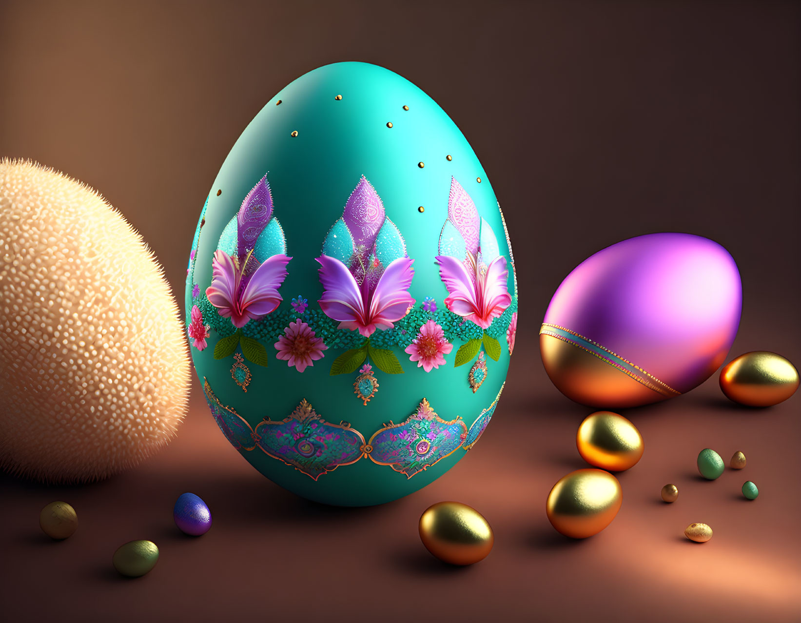 Colorful Easter Egg Decorations in Various Sizes and Patterns