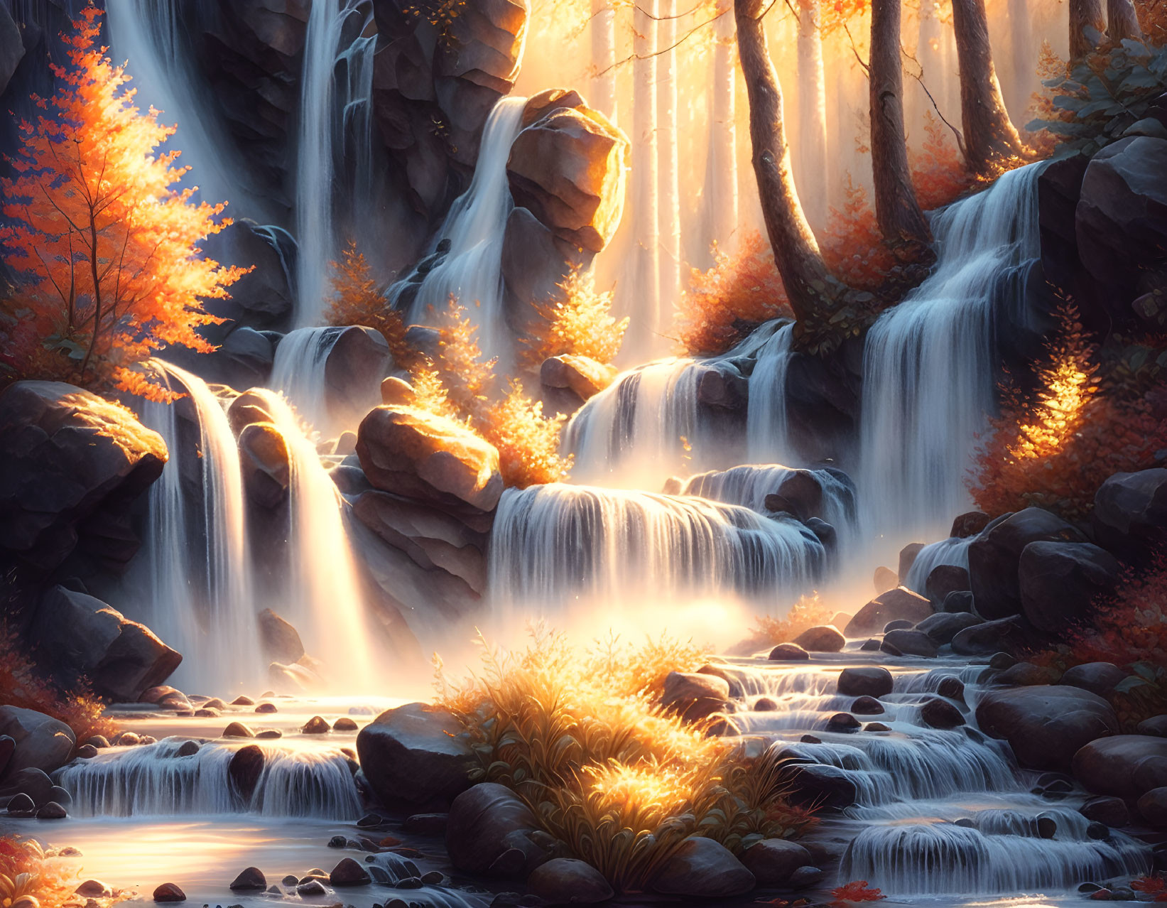 Autumn, waterfall