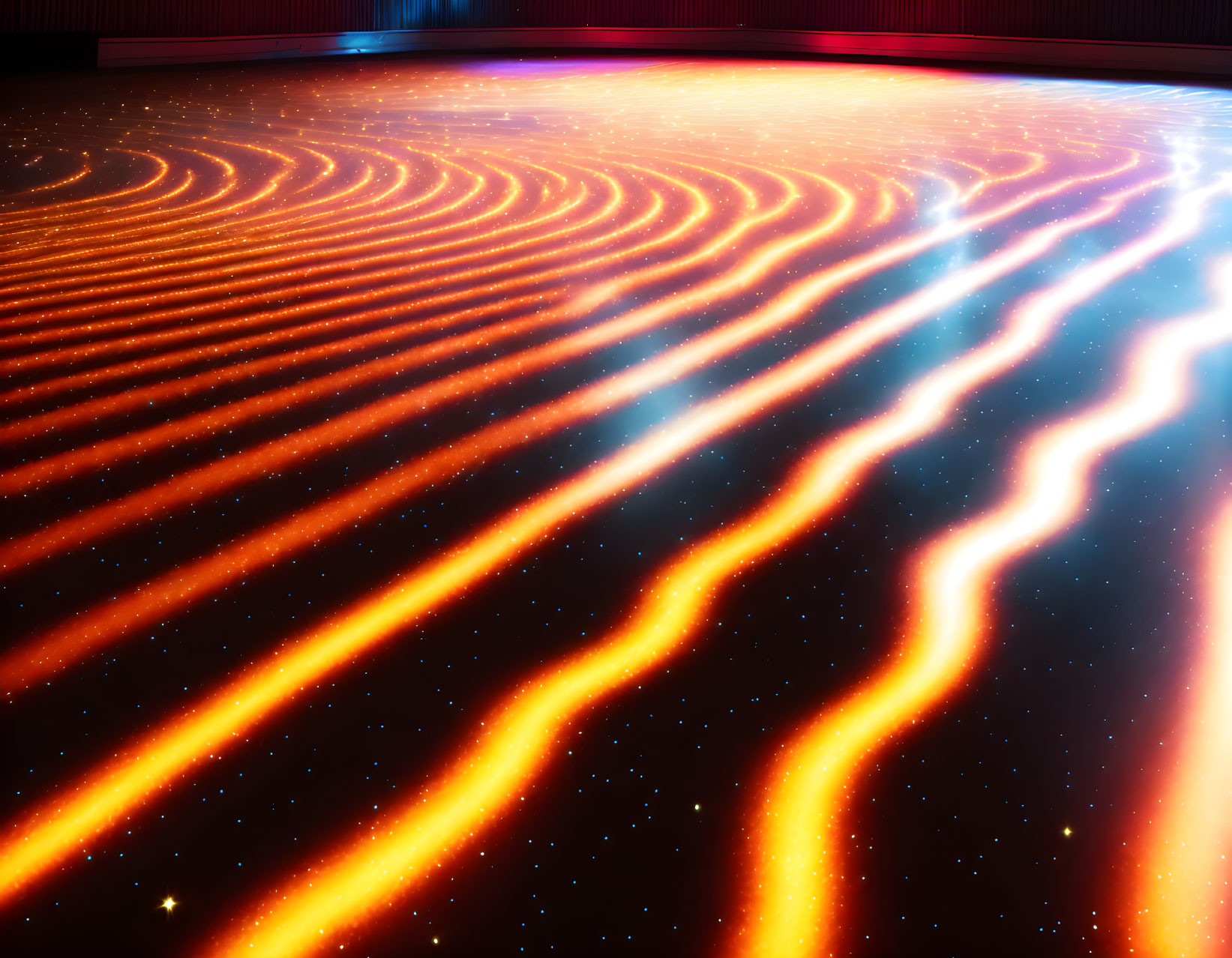 Abstract Digital Art: Orange and Yellow Light Waves