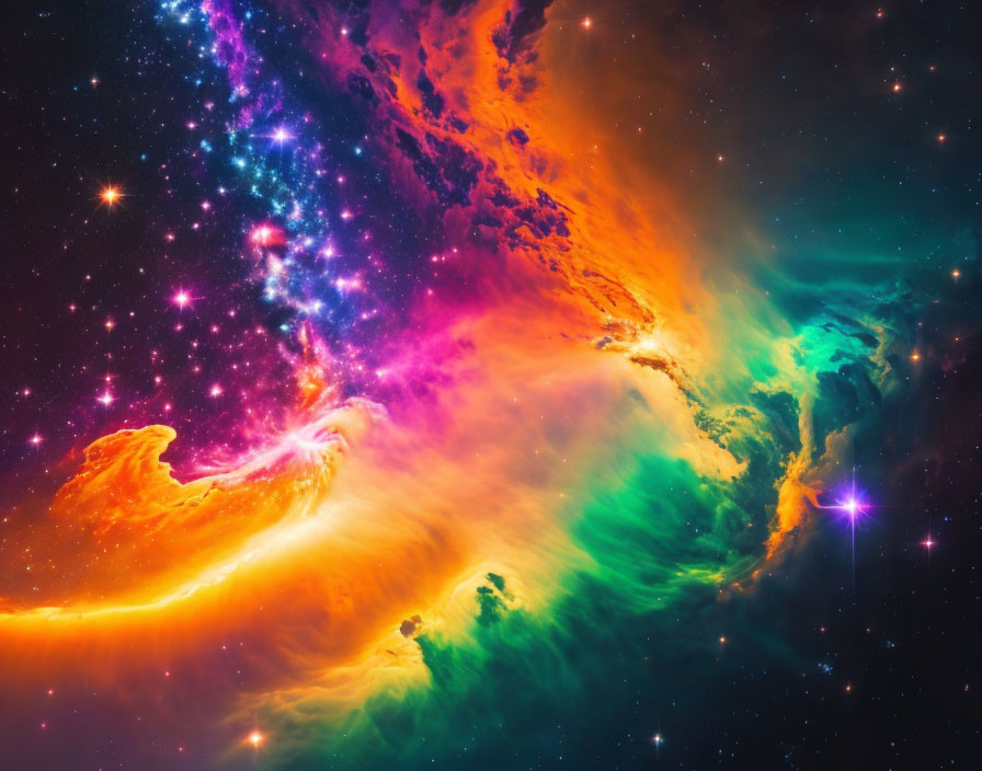 Colorful Swirling Cosmic Scene of Nebula