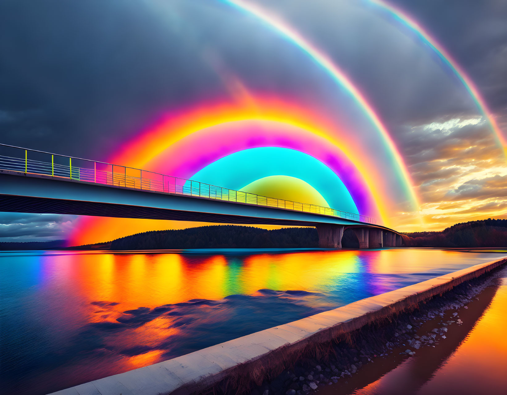 Rainbow Over a Bridge