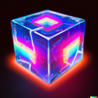Colorful Glass Cube Illuminated Casting Rainbow Spectrum