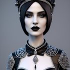Elaborate Dark Queen Costume with Striking Makeup