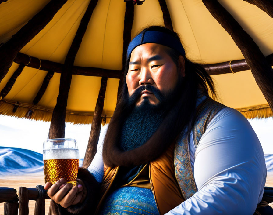 Genghis khan with beard
