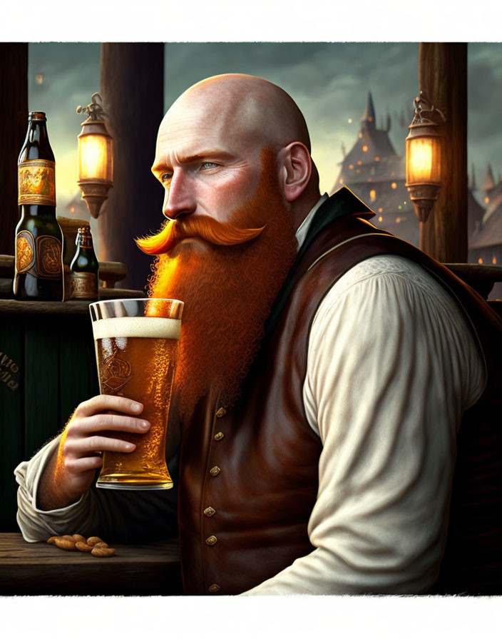 Irish man drinking beer