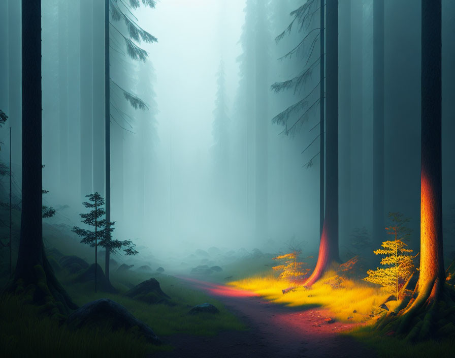 foggy forest morning