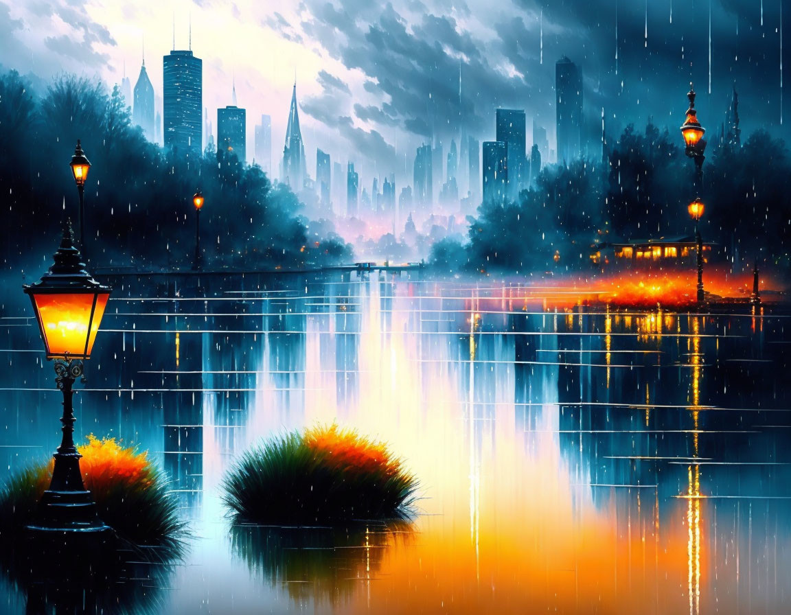 Water painted city