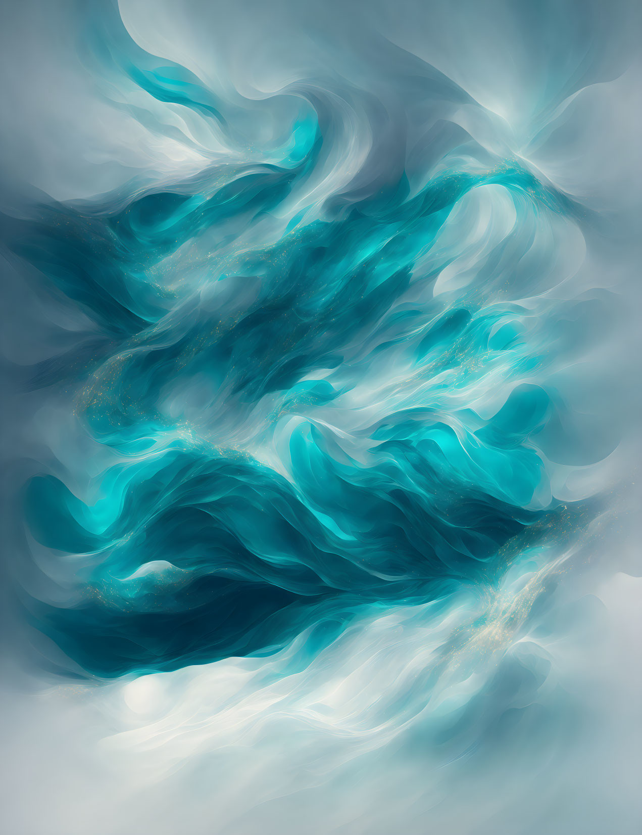 Abstract Turquoise and White Swirling Pattern Depicting Ethereal Ocean or Celestial Event