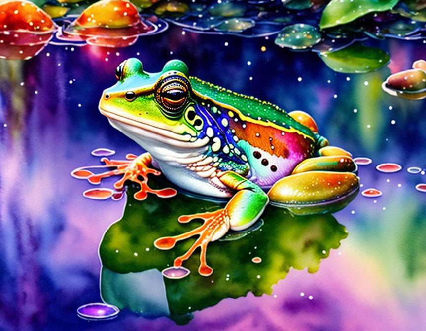 Colorful zen frog