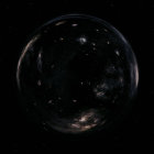Translucent celestial sphere with stars and galaxies in outer space