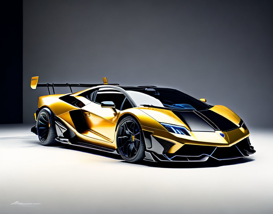 Luxury Sports Car in Metallic Gold and Black Livery