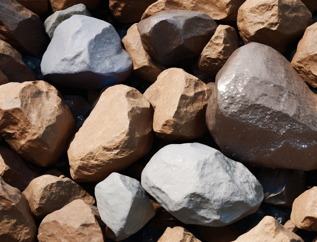 Assortment of Large Brown and White Rocks with Varied Textures