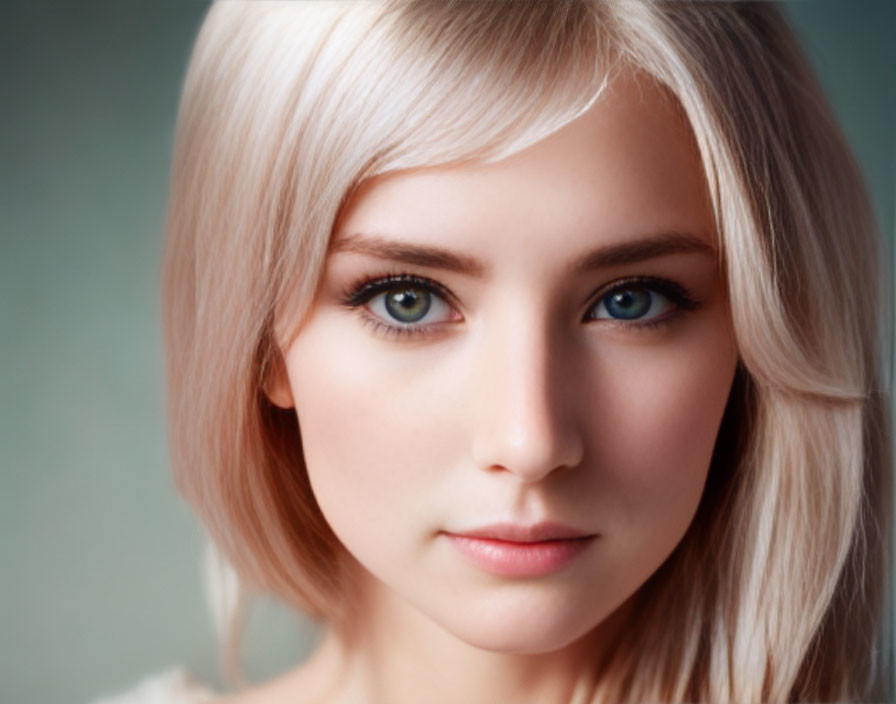 Portrait of person with fair skin, blond hair, blue eyes, neutral expression