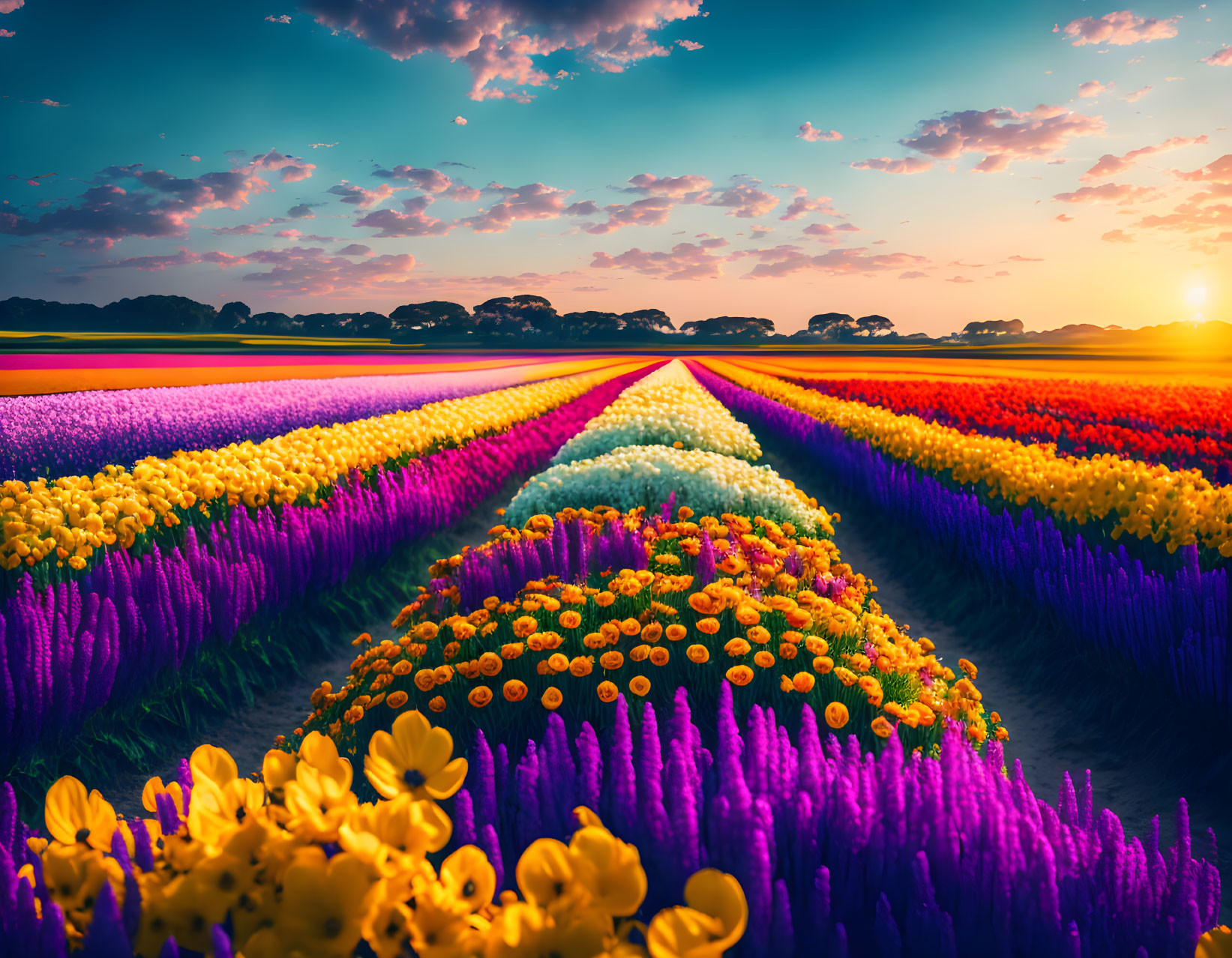 Luxurious flower fields