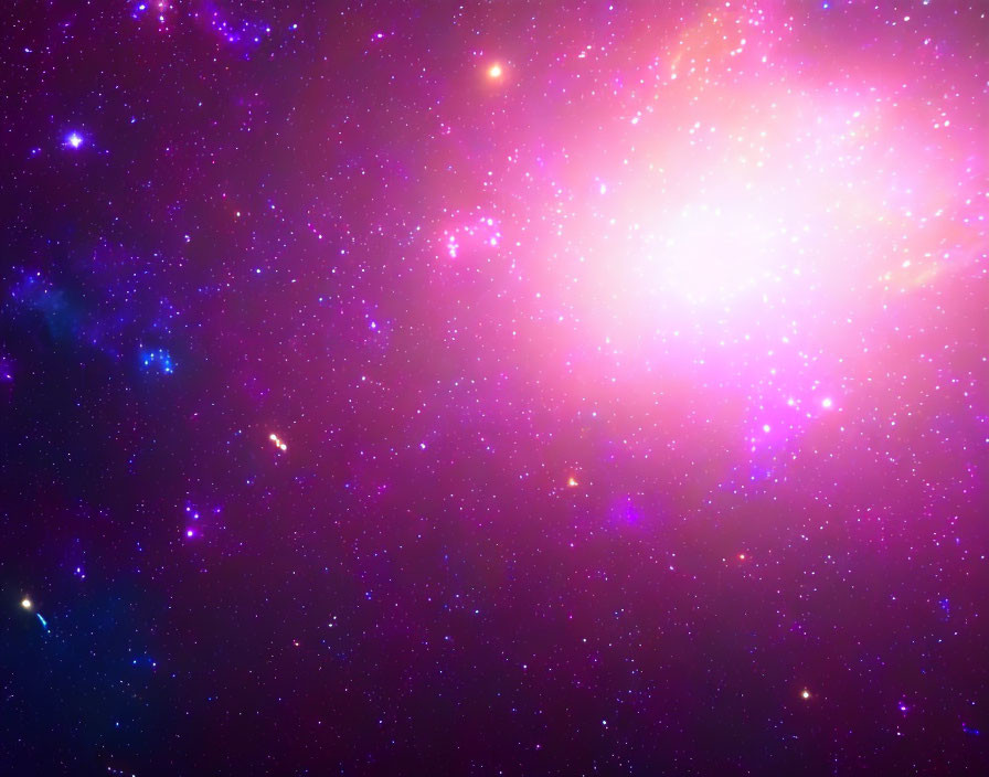 Colorful Cosmic Image: Bright Stars Cluster in Pink, Purple, and Blue Hues