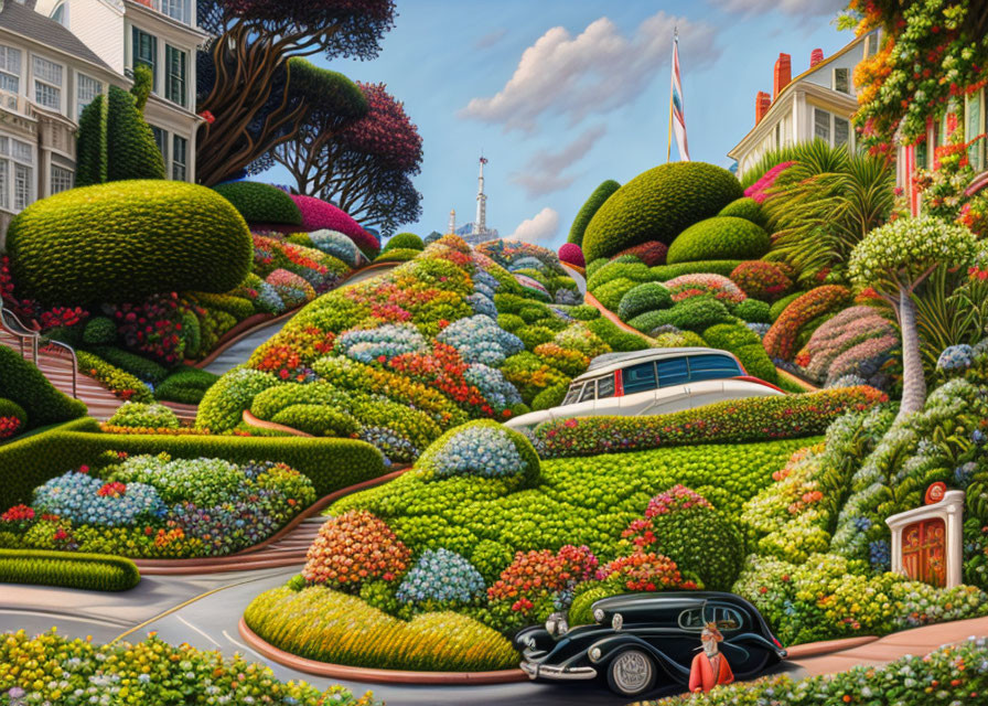 Lombard Street, colorful painted by Robin Moline