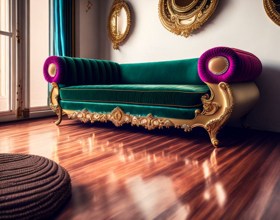 Velvet sofa in a dreamy salon