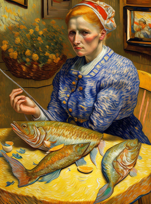 Lady eating fish