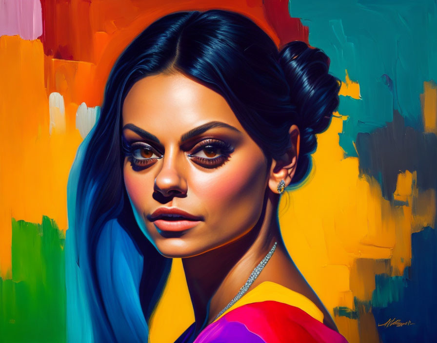 Vibrant Beauty: A Colorful Portrait of Mila Kunis