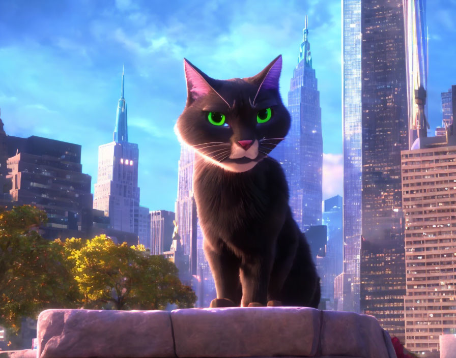 Giant laser eyed cat takes on Manhattan