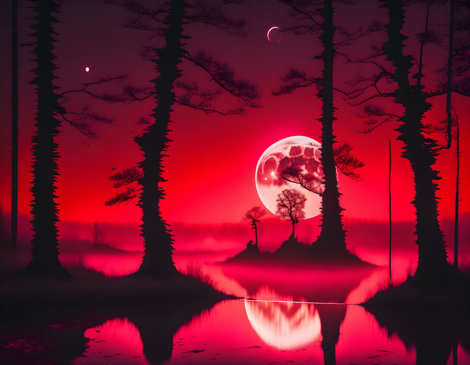 Crimson Woods within the Night