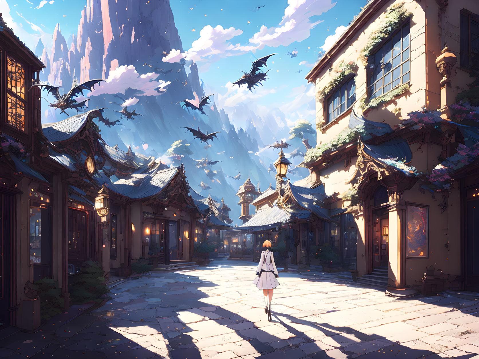 Anime Sunrise Scenery in a Coastal Jungle Village Generative AI Stock  Illustration | Adobe Stock