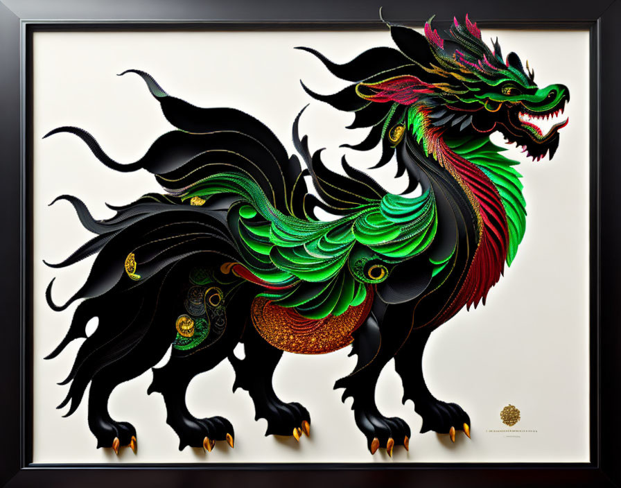 3D black and green dragon