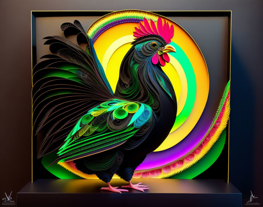 multicolored 3D chicken