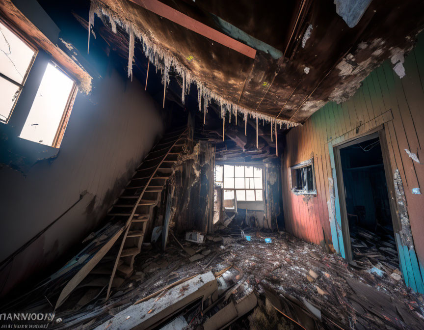 inside a wrecked building
