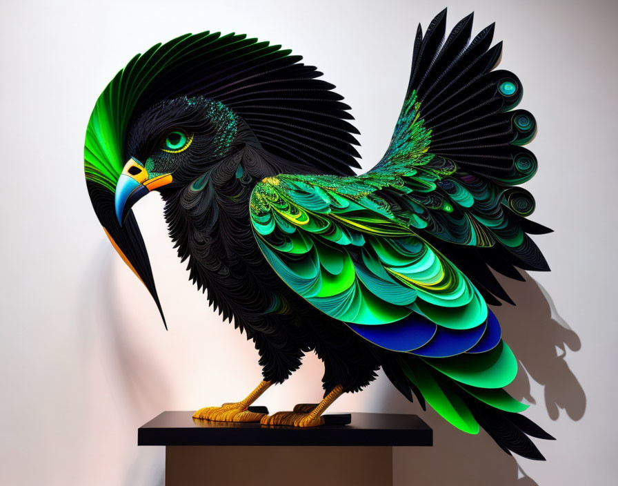 3D black & green hawk
